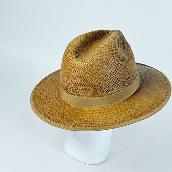 Bruno Capelo  Mens 7.5" 75/8 Straw Amish Hat X-Large Tan & Red Farmer Style - Picture 5 of 12